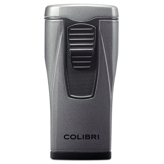 Colibri Monaco Triple Jet Flame Lighter - Windproof & Refillable, Cigar Enthusiast's Choice with Blue Fuel Window and Adjustable Flame (Metallic Charcoal)