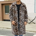 thumbnail image 2 of Penkiiy Men's Leopard Print Fluffy Faux Fur Coat Mens Winter Faux Fur Overcoat,Long Sleeve Long Thicken Jacket 2XL Coffee, 2 of 9
