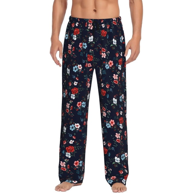 Balery Vintage Rose Pantalones de pijama para hombre, pijama ultraligero, pantalón de descanso-XX-Large