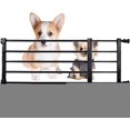 thumbnail image 3 of HUGFEGWE Pressure Mounted Pet Gate, Retractable Metal Dog Gates, 22-39.37 Inch Extra Wide Black Short Dog Gate, Pet Gate with Door Walk Through Easy Step Not Need Tools Non Drilling Adjustable Size, 3 of 7