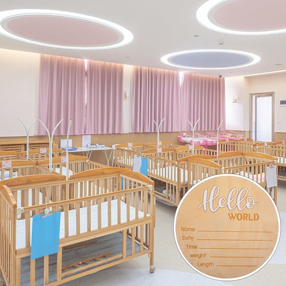 LEORX Newborn Nameplate Round Wood Sign Khaki 1Pcs