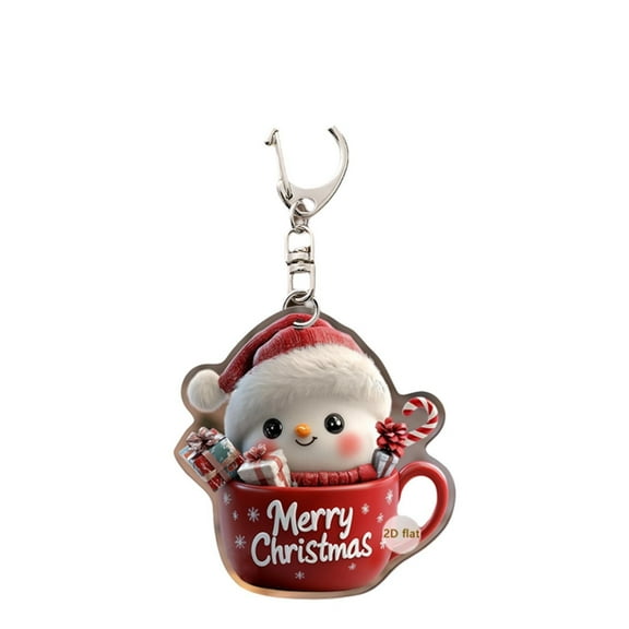 Christmas Cute Snowman 2D Acrylic Car Keychain - Pendant Holiday Decor, Durable Gift Idea, Versatile Ornament, Walmart Exclusive