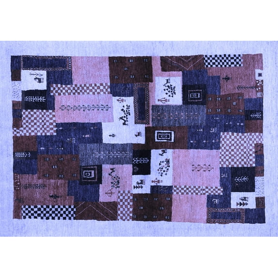 Ahgly Company Indoor Rectangle Abstract Blue Contemporary Area Rugs, 3' x 5'