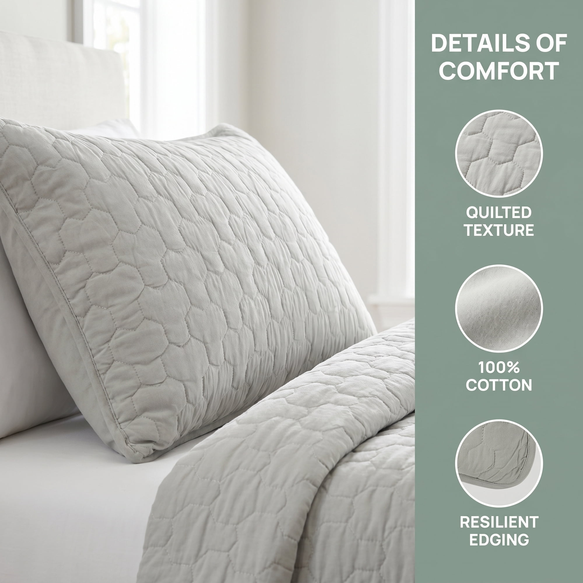 Unique Bargains Pillow Protectors Breathable Hypoallergenic Polyester Covers Gray
