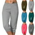 thumbnail image 7 of Lovskoo Capri Pants for Women Solid Color Loose Soft Drawstring Workout Yoga Pants Outdoor Sports Casual Lounge Pants with Pockets Green, 7 of 7