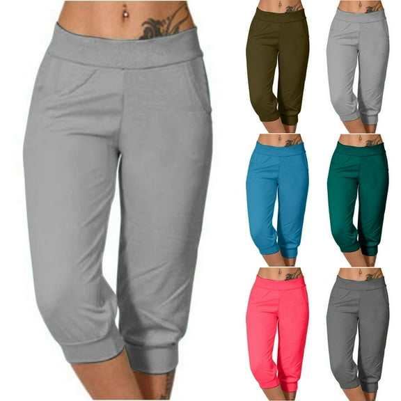 Ashirexll Womens Summer Pants, High Waisted Pants for Women, Gradient Loose Soft Drawstring Workout Outdoor Pocket Sports Pants