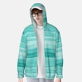 thumbnail image 2 of Kdxio Teal Turquoise Print Women Men Sun Protection UPF 50+ Jackets Zip Up Long Sleeve Hoodie Hiking Lightweight with Pockets, 2 of 7