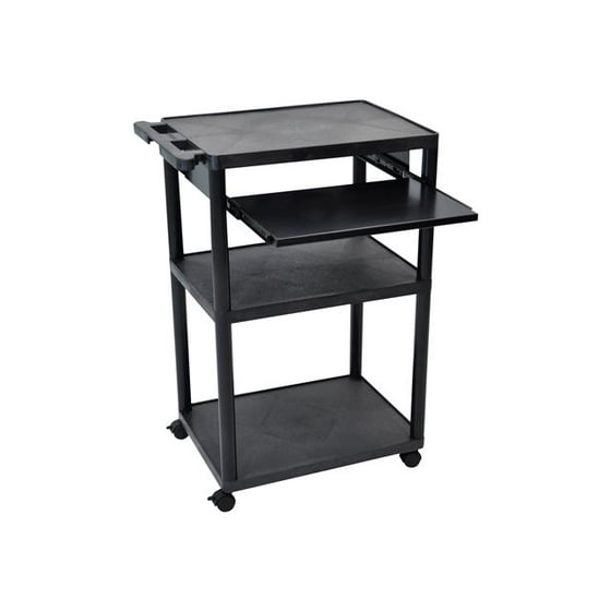 Luxor 3 Shelf Mobile Presentation Cart With Front Pullout Luxor 3 Shelf Mobile Presentation Cart With Front Pullout Black Com
