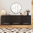 thumbnail image 2 of LEFHDA 2PCS Buffet Cabinet, Storage Sideboard Buffet Cabinet, Engraving 2 Doors Cabinet with Adjustable Shelves, Fluted Mid Century Modern Buffet Cabinet for Dining Room Living Room, 2 of 6