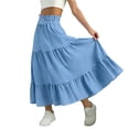 thumbnail image 2 of Txenfivo Girls Skirt 4-15Y Tiered Maxi Long Skirt Elastic Waist Flowy Casual A-Line Skirts Fall Outfits, 2 of 8