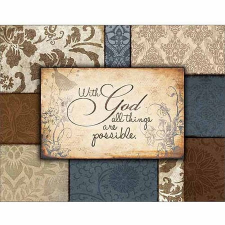 Abstract Painting Signed Possibilities with God Traditional Abstract Pattern Panel Religious Painting Blue & Brown Canvas Art by Pied Piper Creative ()