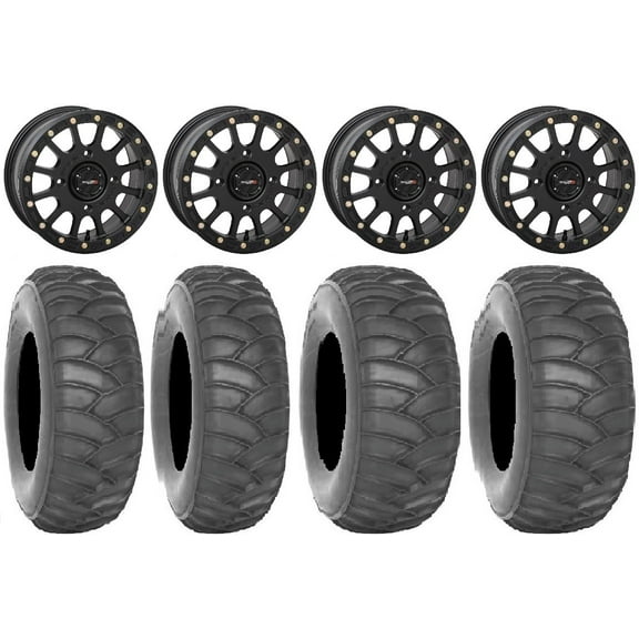 System 3 SB-5 15" Wheels Black 33" SS360 Tires Can-Am Maverick X3 / Honda Pioneer 1000 / Talon