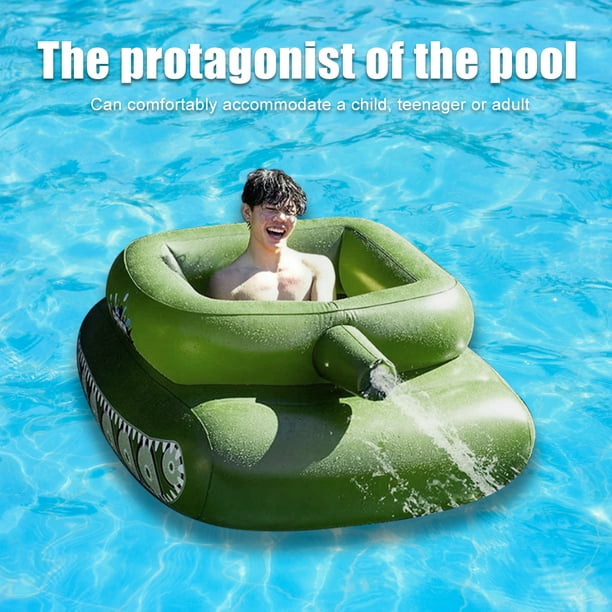 Flotador De Piscina Tipo Tanque Con Cañón De Agua – Asiento Inflable De PVC De 110x85x50 Cm, Para Adultos, Con 2 Orificios Para Piernas