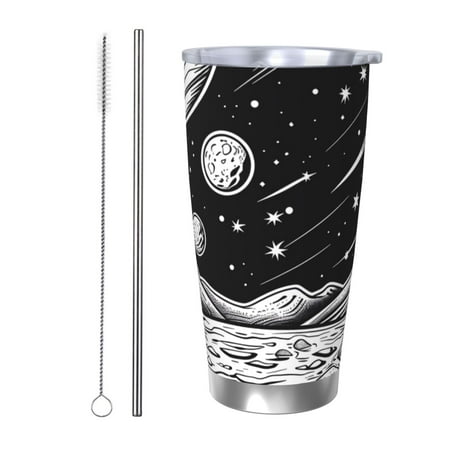 

Balery Cosmic Landscape Celestial Art Pattern 20oz Insulated Car Cup with Dual Drink Lids Stainless Steel Travel Mug Eco-Friendly and Leak-Proof-Straw Two-piece Set