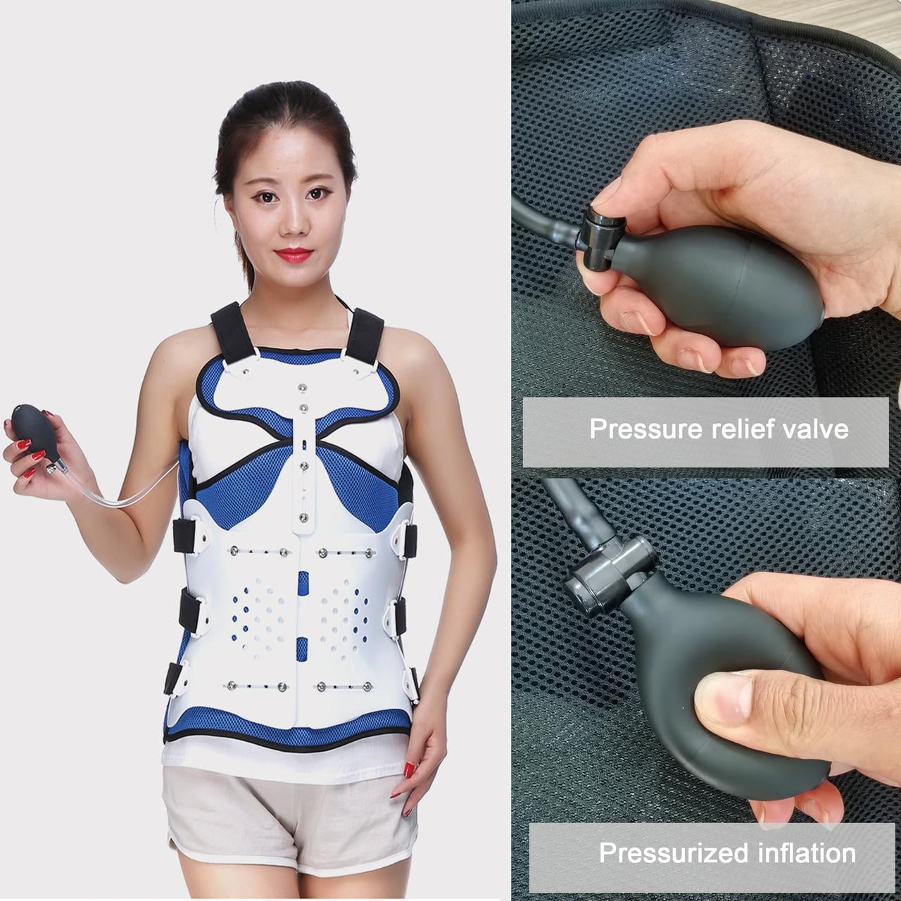 TLSO Inflatable Thoracolumbar Fixed Back Spinal Brace, Straightener for Fractures Mild Scoliosis & Post Surgery Support