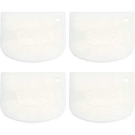 4pcs Dough Scraper PP Plastic Scraper Pizza Cutter Butter Scraper Kitchen Baking Tool for Making Bread Cake White