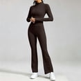 thumbnail image 6 of DYTTDG Women's Solid-Color 2-Piece Tracksuit Set | Full-Zip Long-Sleeve Stand-Collar Sweatshirt & Elastic-Waist Flared Pants Outfit for Sports, Workout & Daily Casual Wear, 6 of 7