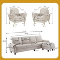 thumbnail image 7 of Jarenie Linen Sectional Sofa Living Room Set Beige, 7 of 7