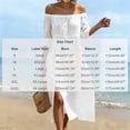 thumbnail image 3 of ClodeEU Women's Off The Shoulder 3/4 Sleeve Maxi Dress, Casual Tunic Waist Beach Dress with Side Slit White,Women's Plus L, 3 of 7