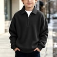 thumbnail image 2 of Rvasteizo Kids Boys Girls Sweatshirt Half Zip Lapel Solid Long Sleeve Pullover Top for Boys Girls 3-14Years, 2 of 5