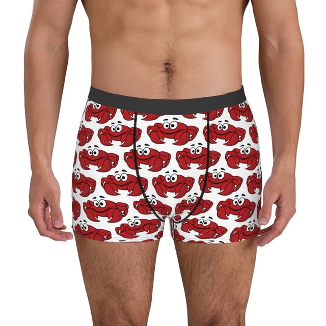 Fotbe Cute Red Crab Calzoncillos Tipo Boxer con Bolsa de Soporte Total para Hombre, X-Temp Fresco, Transpirable y de Secado Rápido-Small