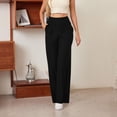 thumbnail image 6 of ClodeEU High Stretch Wide Leg Pants for Women ,Soft Comfy Casual Yoga Pants with Pockets Black,Womens Plus M, 6 of 9