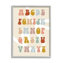 Stupell Industries Alphabet with White Spiral Typography Painting Gray Framed Art Print Wall Art, 24 x 30