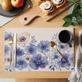 thumbnail image 2 of Placemat Set of 4 Ombre Blue Flowers Placemats for Dining Table Vintage Floral Leaf Washable Table Mats for Kitchen and Party Decor Indoor & Outdoor Use, 2 of 8