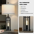 thumbnail image 5 of Cinkeda 3 Way Dimmable Table Lamp Set of 2 with AC Outlet USB A+C Charging Ports Touch Control Nightlight for Bedroom Living Room 27" Industrial Black Bedside Nightstand Lamps, 5 of 7