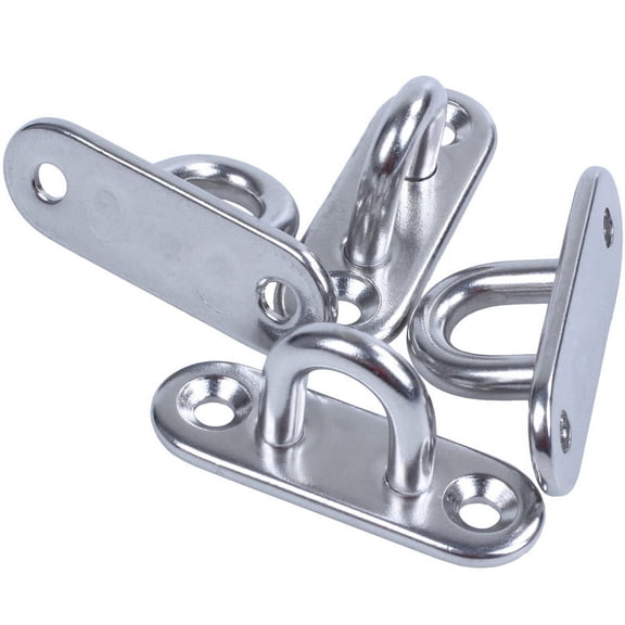 4pcs 5mm 304 Stainless Steel Oblong Pad Eye Plate Staple Ring Hook,4 x Oblong Pad Eye Plate Hook,Silver
