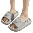 thumbnail image 4 of Slippers for Men, Open Toe Indoor Slippers, Soft Thick EVA Bedroom Slippers, Casual House Slides, Non‑Slip Comfort Footwear for Household Daily Indoor Relaxing Wear Gray, 4 of 4