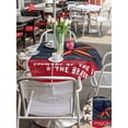 thumbnail image 5 of Outdoor Tablecloths with Umbrella Hole & Zipper, 4th of July Round Tablecloths 60 Inch, Country Texas Star Flag Red Blue Wooden Grain Waterproof Table Cloth, Patio/Pool/Picnic Table Covers, 5 of 8