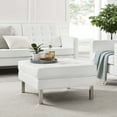 thumbnail image 7 of Modway Loft Tufted Vegan Leather Upholstered Living Room Ottoman in Silver White, 7 of 7