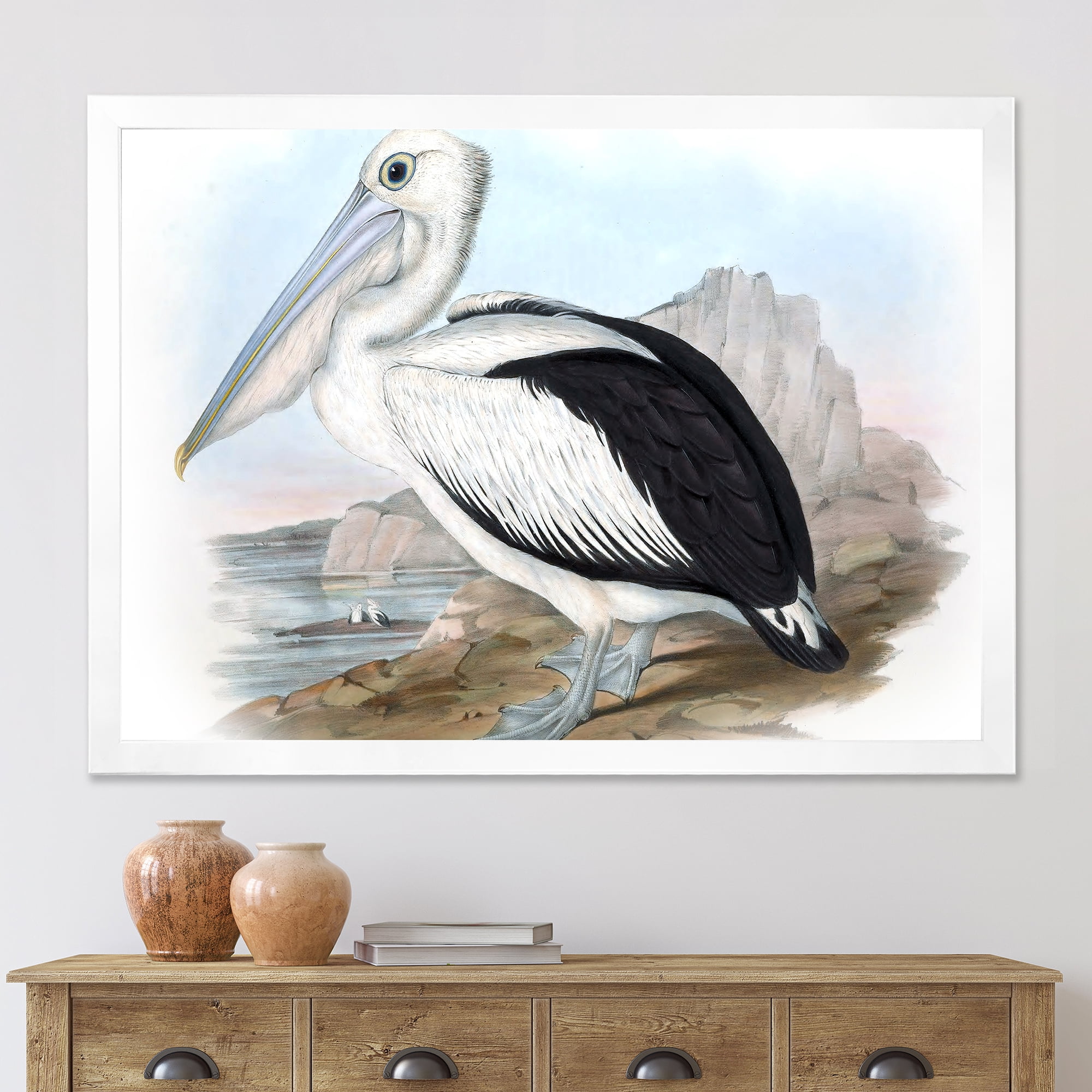 Designart 'Ancient Australian Birds VIII' Traditional Framed Art Print