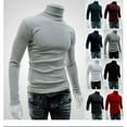 294 New Foreign Trade Men‘s Solid Color Tshirt High Collar Long Sleeve