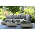thumbnail image 3 of Outdoor Interiors Antique Stained Eucalyptus and Light Beige Wicker Contemporary Sectional Patio Furniture Set, 4 Piece, 3 of 5