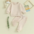 thumbnail image 2 of Bagilaanoe 2PCS Toddler Baby Boy Pants Set Long Sleeve Sweatshirt Pullover Tops + Drawstring Sweatpants 6M 12M 18M 24M 3T 4T Kids Casual Sweatsuits, 2 of 7