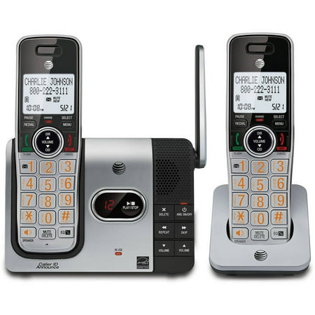 Caller Id Cordless Phone Handsets AT&T CL82214 DECT 6.0 Expandable Cordless Phone with Answering System and Caller ID, 2 Handsets, Silver/Black ()