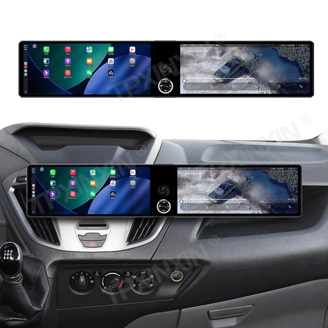 TPXINXIN Dual 12.3 inch Screen Car Radio For Ford Transit Custom 2012-2017 Android GPS Navigation Multimedia Video Player Stereo Receiver Head Unit