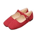 thumbnail image 6 of Xfvqtps Buckle Flats Womens Vintage Shoes Mary Jane Style Flat Shoes Square Toe Casual Comfortable Slip on Shoes for Women Red, 6 of 9