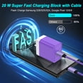 thumbnail image 6 of 2Pcs 20W PD Charger Block Fast Wall Charger with 6FT Type-C Cable, Power Adapter Compatible with iPhone 17/16/15 Pro Max, iPad Pro, Galaxy S26, Android Phone, Purple, 6 of 7