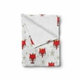 thumbnail image 2 of Cartoon Soft Flannel Fleece Throw Blanket, Hipster Foxes with Hats Glasses on Stars Background Funny Animal, Cozy Plush for Indoor and Outdoor Use, 60" x 80", Coconut Scarlet and Grey, by Ambesonne, 2 of 6