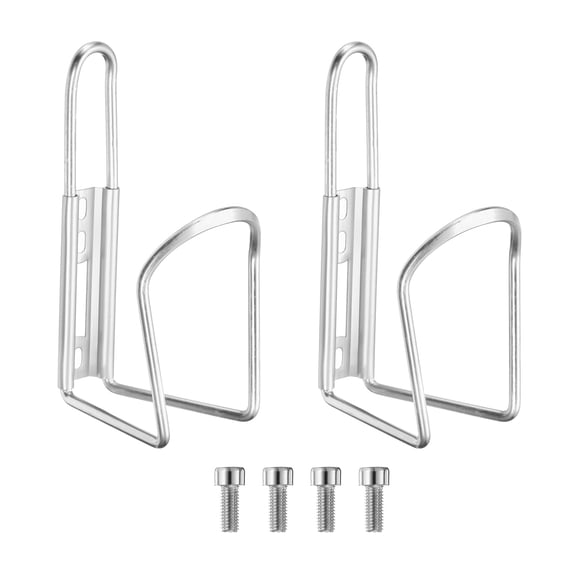 Uxcell 2pcs Bicycle Water Bottle Cage 5.7" Lightweight Aluminum Basic Bike Universal Holder Mount with Screws, Silver