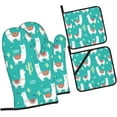 thumbnail image 2 of Alpaca Cactus Oven Mitts and Pot Holders Sets for Kitchen 4 Pcs 7"X11" Heat Resistant Baking Cooking, 2 of 6