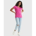 thumbnail image 4 of Hanes Women's Slub Jersey Shirred V-Neck T-Shirt Amaranth XL, 4 of 9