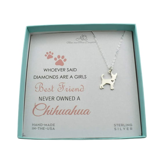Sterling Silver Chihuahua Necklace for Women. Handmade Necklaces on 18 Inch Chain. Chihuahua Gifts. Pet Lovers Gifts for Women