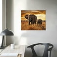 thumbnail image 3 of ARISTURING Elephant Canvas Picture Wall Art: Elephant Family Migrate Painting yellow Autumn Sunset Prints Panoramic Animals Wildlife Decorations For Living Room Bedroom Decor, 3 of 4