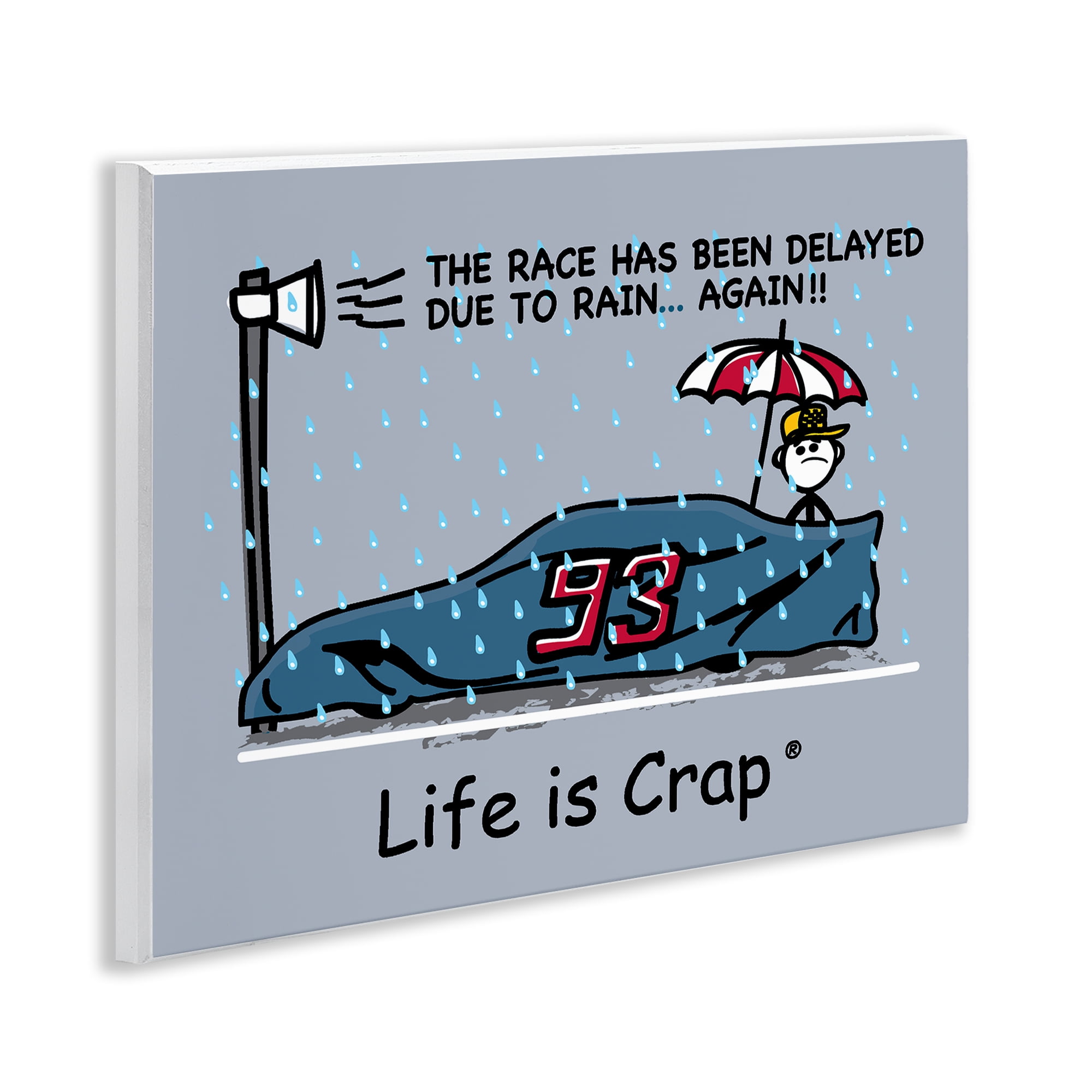 Stupell Industries Rain Delayed Race Novelty & Humor Painting Unframed Art Print Wall Art, 14 x 11