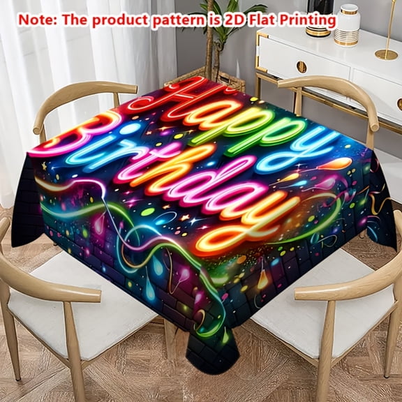 Happy Birthday Tablecloth Waterproof Reusable Colorful Sign Table Cover for Kids Adults Birthday Part Decorations