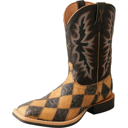 

Twisted X Men s Ruff Stock Boot - Casual Western Boots for Men Ostrich & Black 8 D